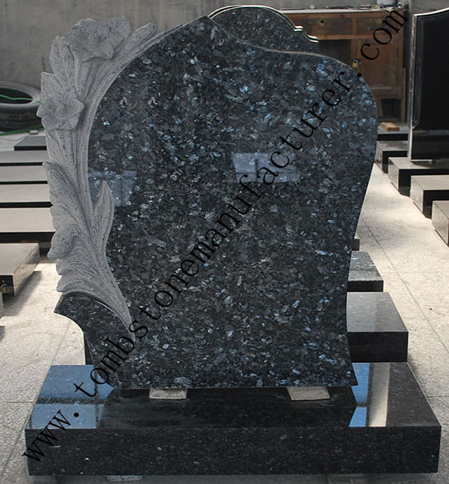 lily carving granite headstone5